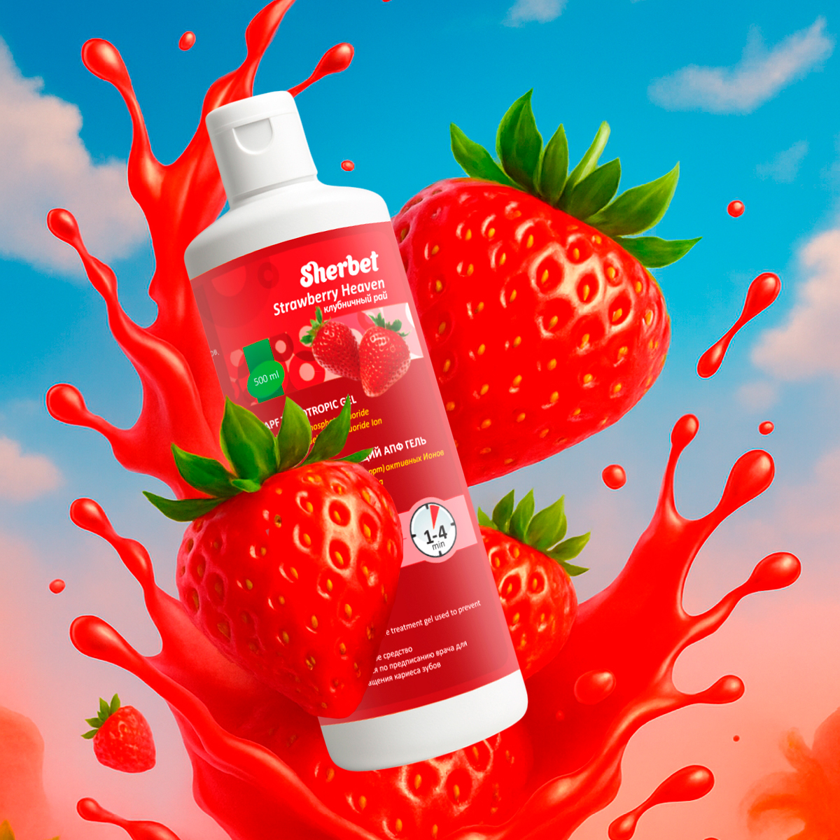 Sherbet APF Gel, Strawberry Heaven Flavor, 500 ml