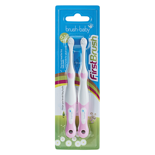 Kids Toothbrush Brush-Baby FirstBrush 0–18 months, 2 pcs, Pink