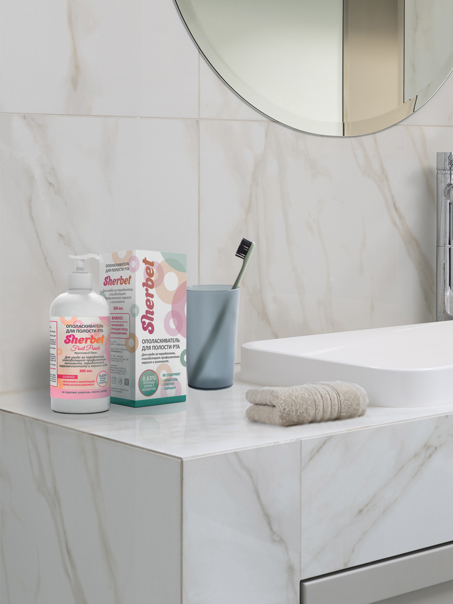 Sherbet Mouthwash Concentrate, Fruit Punch Flavor, 300 ml