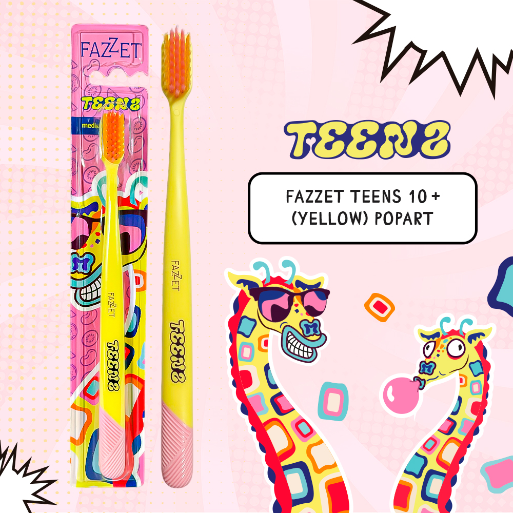 Fazzet TEENS Pop-Art Toothbrush for Teens, 10+ Years, Medium Bristles