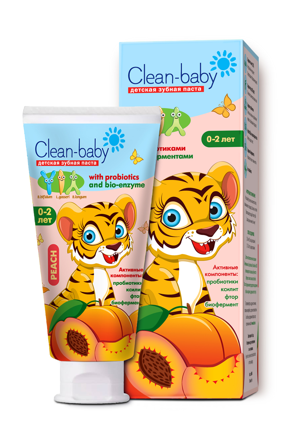Clean-baby children's toothpaste Peach 0-2 years with probiotics, 50 ml