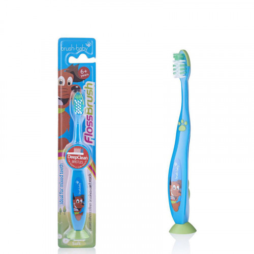 Kids Toothbrush Brush-Baby FlossBrush NEW, from 6 years, Blue