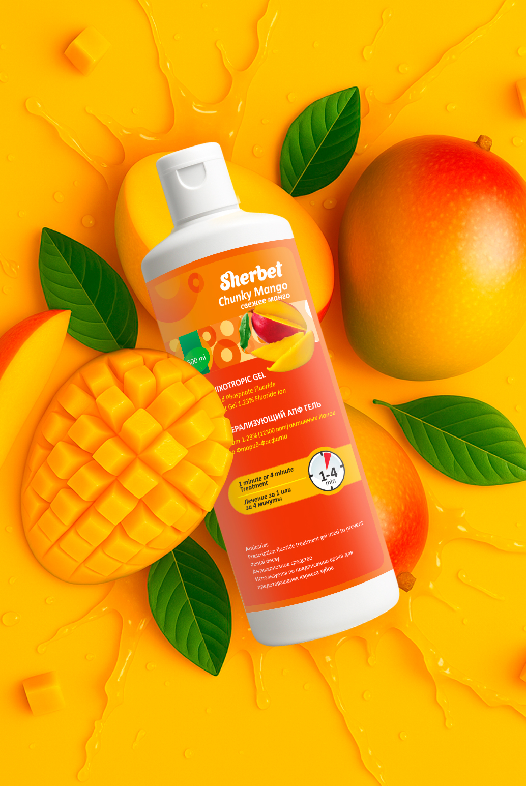 Sherbet APF Gel, Chunky Mango Flavor, 500 ml