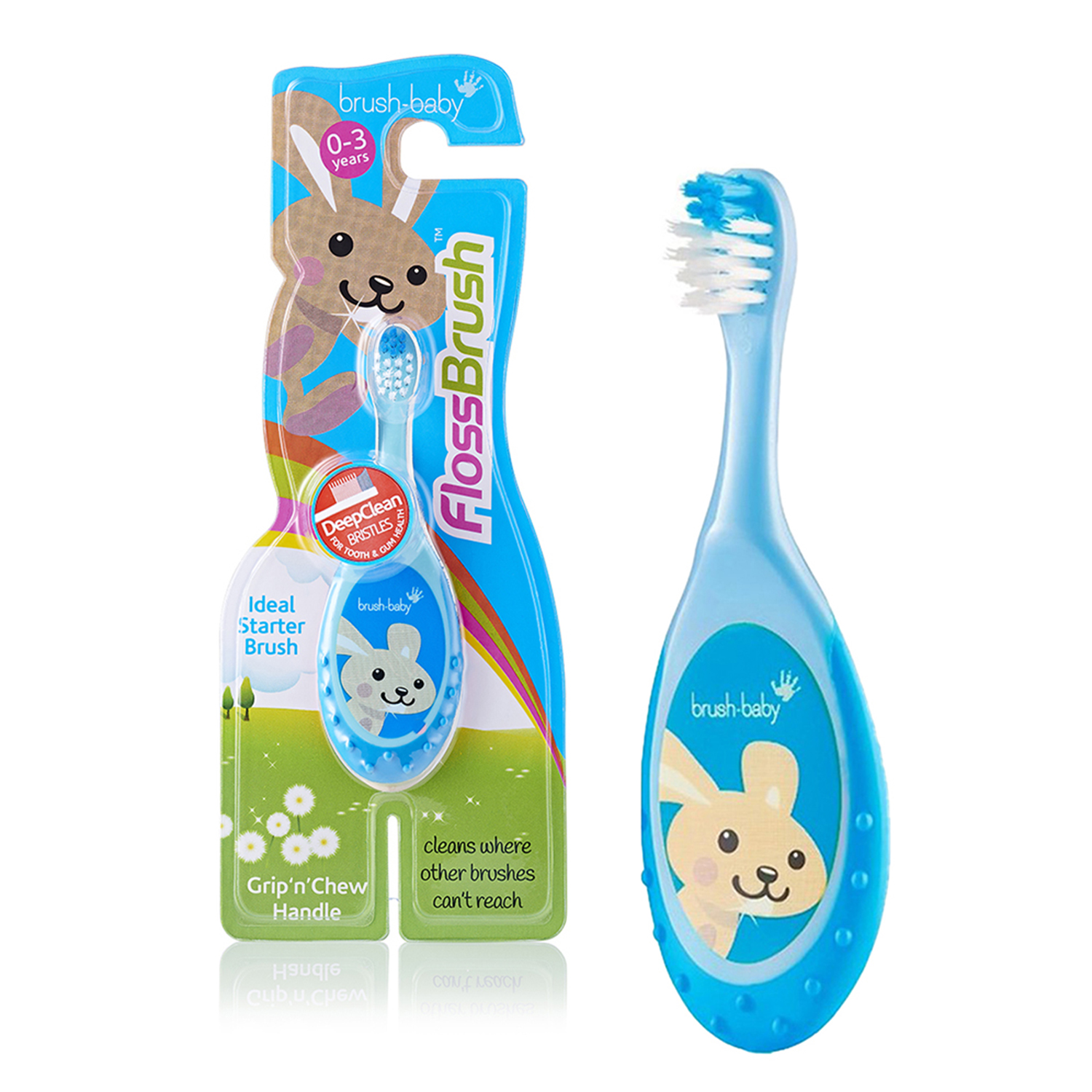 Kids Toothbrush Brush-Baby FlossBrush, 0–3 years, Blue