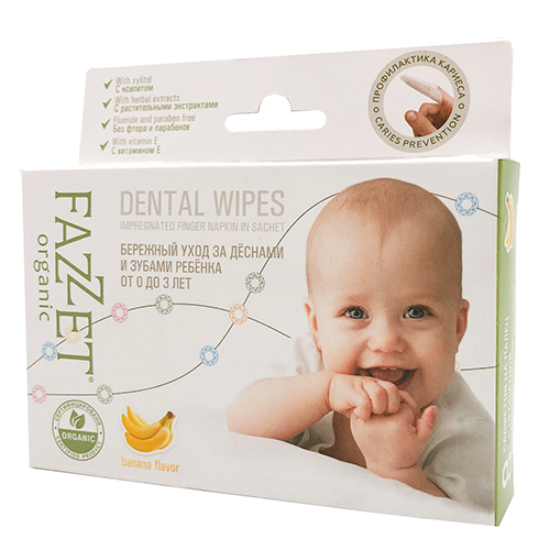 Fazzet-organic Baby Oral Wipes with Impregnation 0–3 Years, 8 pcs