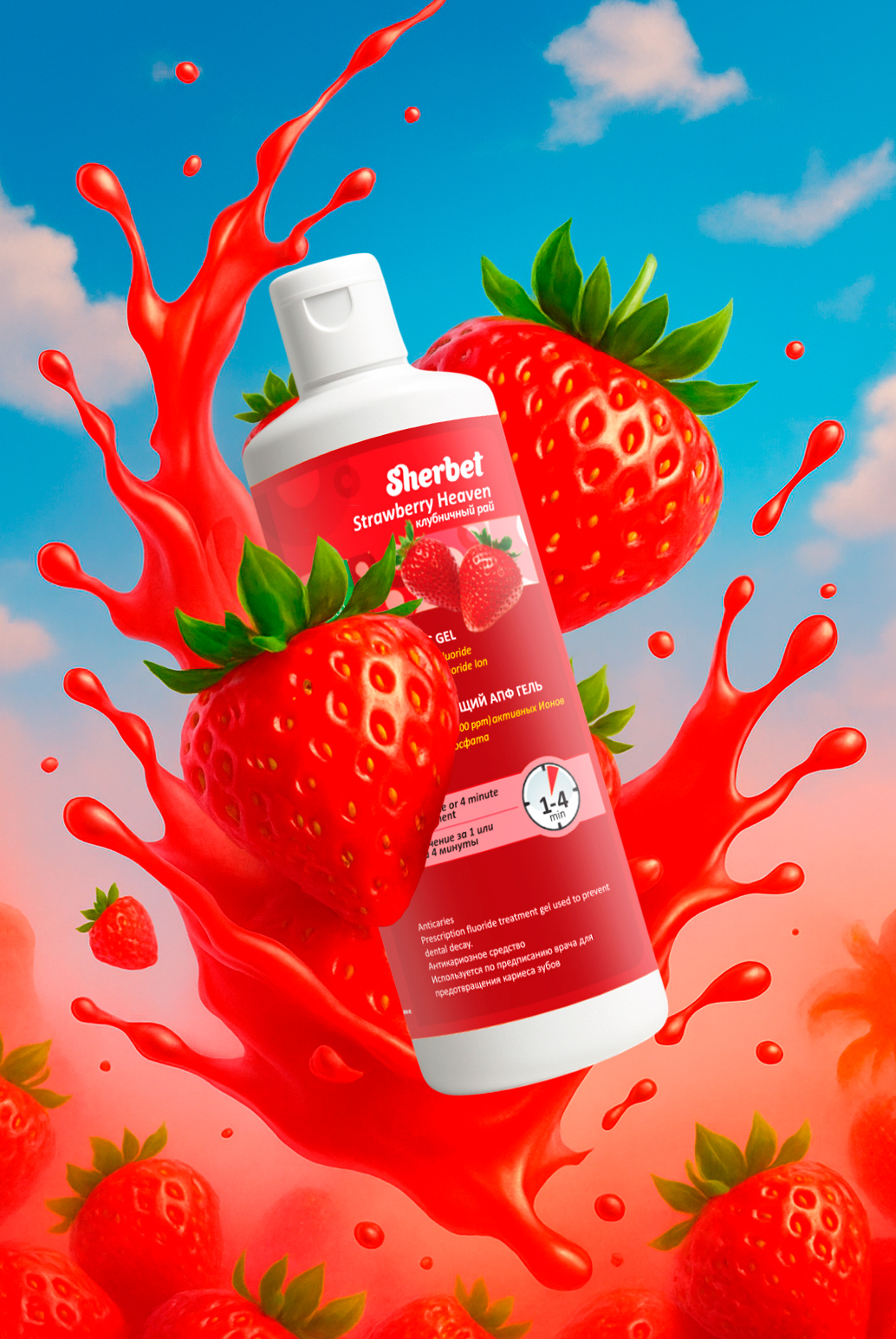 Sherbet APF Gel, Strawberry Heaven Flavor, 500 ml