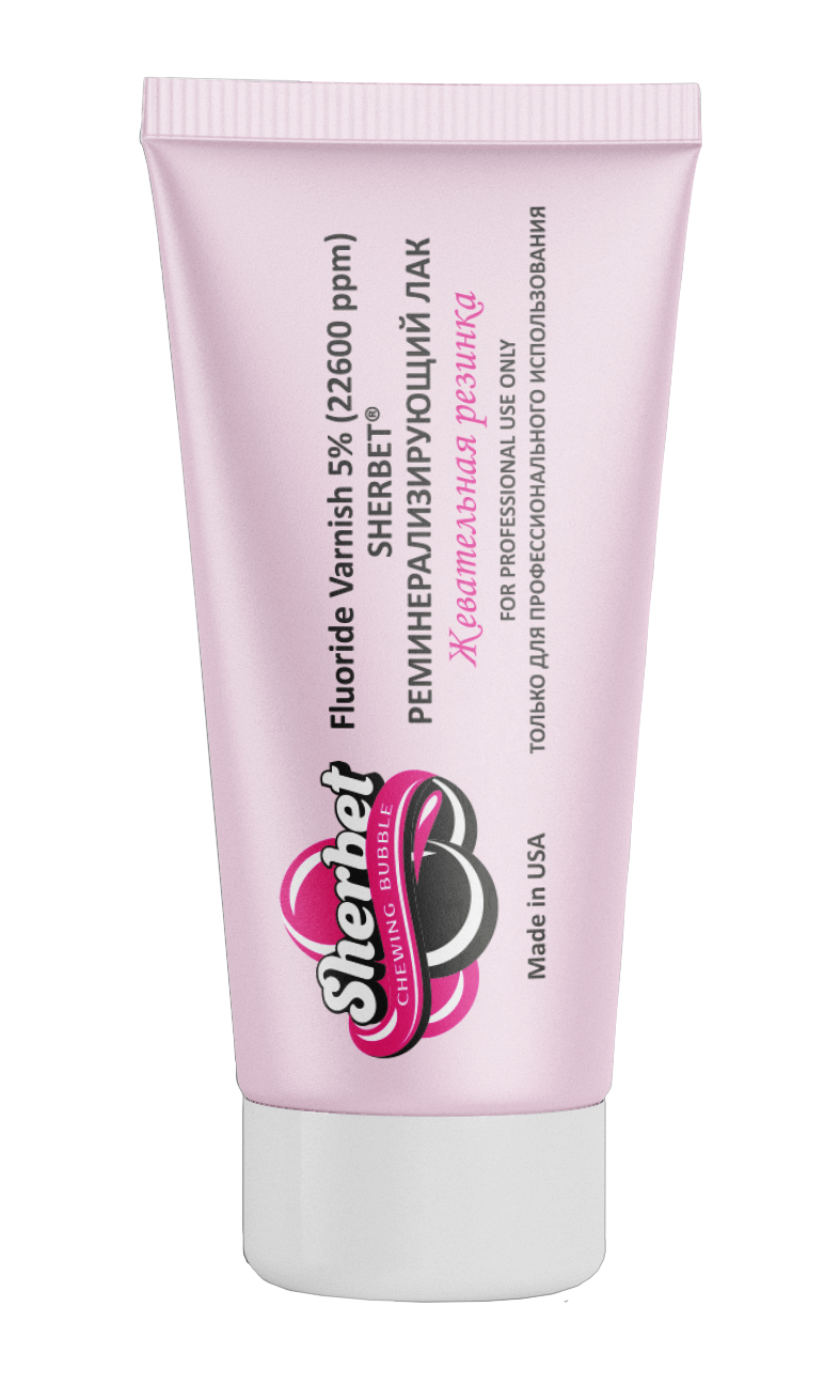 Sherbet 5% Remineralizing Fluoride Varnish 22,600 ppm Bubble Gum Flavor, 20 ml Tube