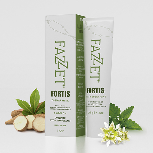 Toothpaste Fazzet Fortis organic with sodium fluoride, mint flavor, 122 g