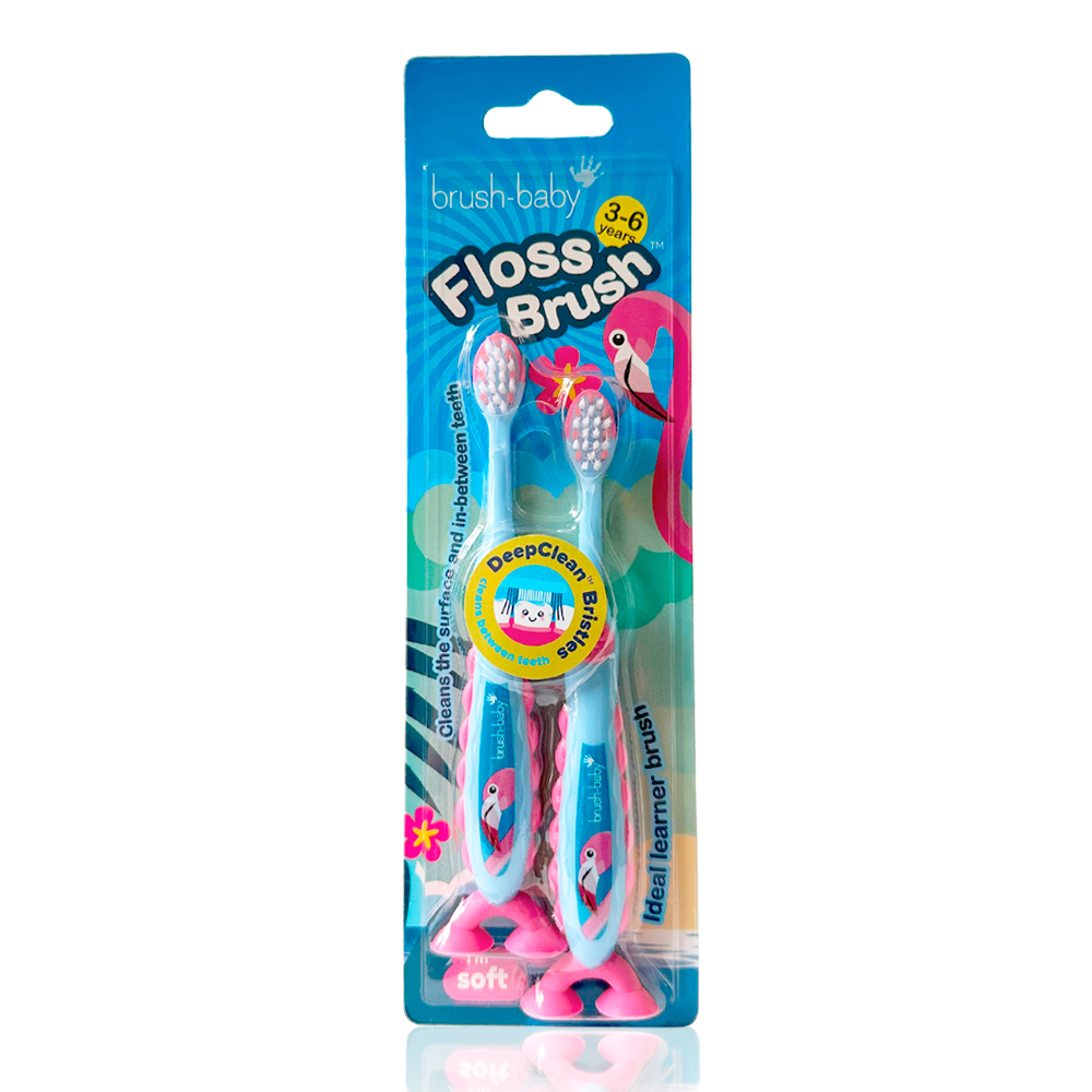 Children's Toothbrush Brush-Baby FlossBrush, 3-6 Years, Flamingo, 2 pcs/set