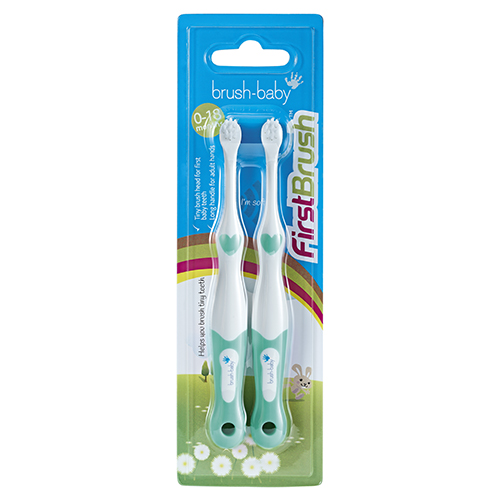 Kids Toothbrush Brush-Baby FirstBrush 0–18 months, 2 pcs, Turquoise