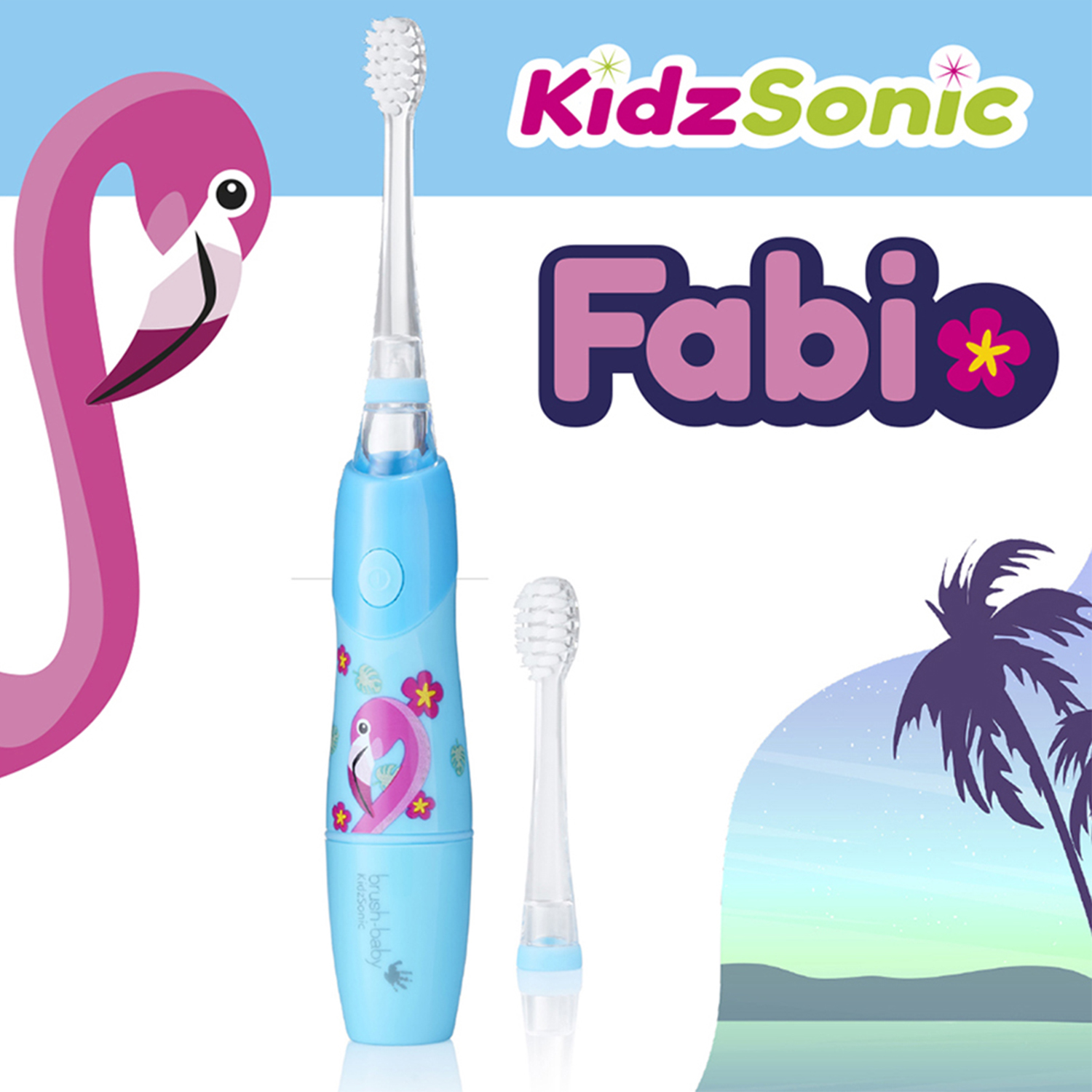 Brush-Baby KidzSonic Flamingo Sonic Electric Toothbrush for Kids from 3 Years