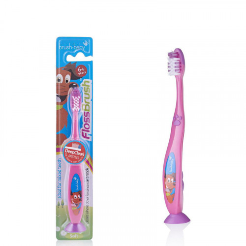 Kids Toothbrush Brush-Baby FlossBrush NEW, from 6 years, Pink