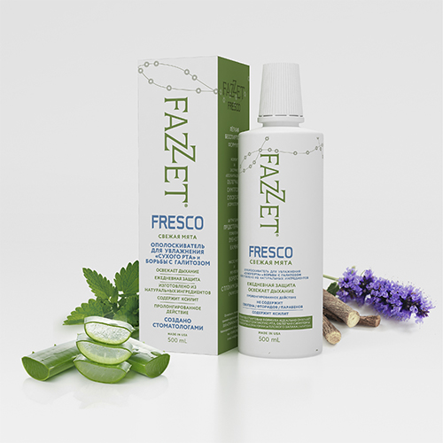 Mouthwash Fazzet Fresco organic without fluoride for dry mouth, 500 ml