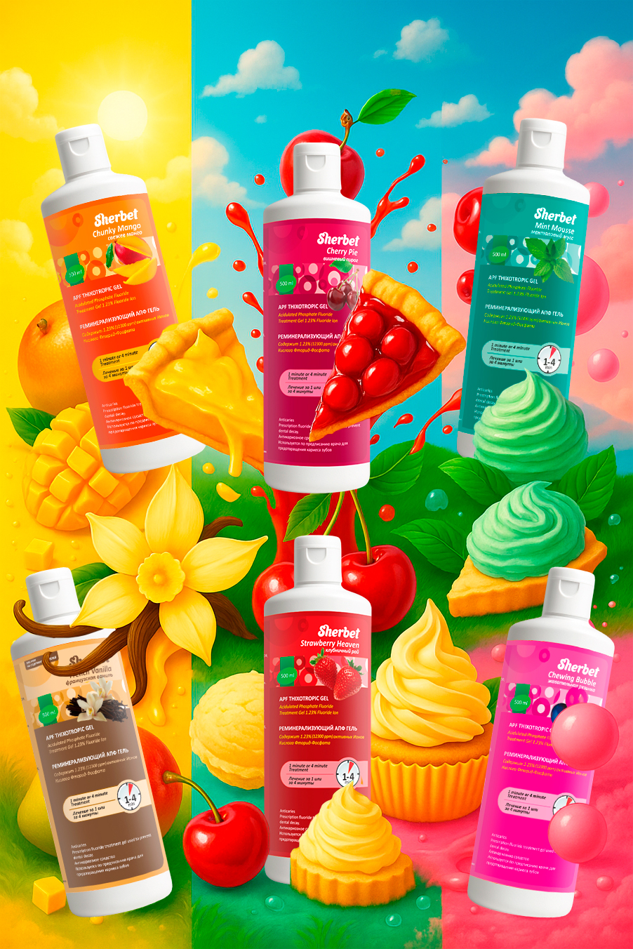 Sherbet APF Gel, Chunky Mango Flavor, 500 ml