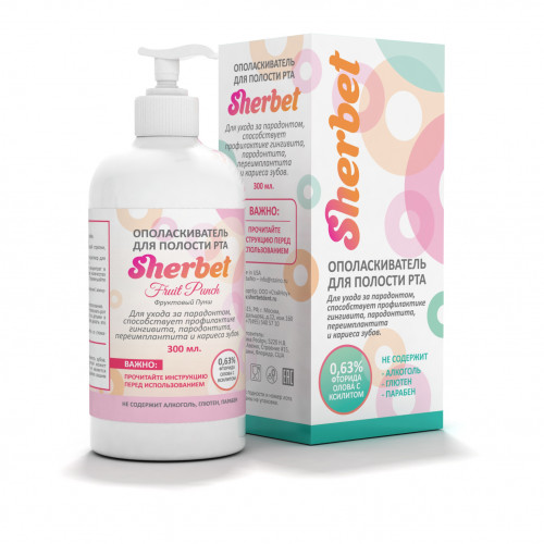 Sherbet Mouthwash Concentrate, Fruit Punch Flavor, 300 ml