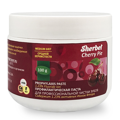 Sherbet Prophylaxis Paste, Cherry Pie Flavor, Medium Grit, 100 gr., Jar