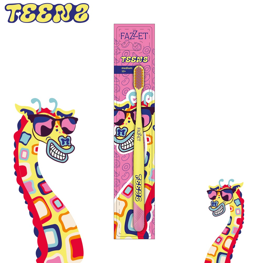 Fazzet TEENS Pop-Art Toothbrush for Teens, 10+ Years, Medium Bristles
