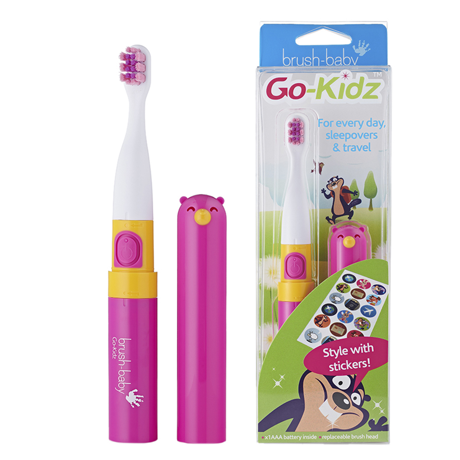 Sonic Electric Toothbrush Brush-Baby Go-Kidz Pink, 3+ Years, Pink