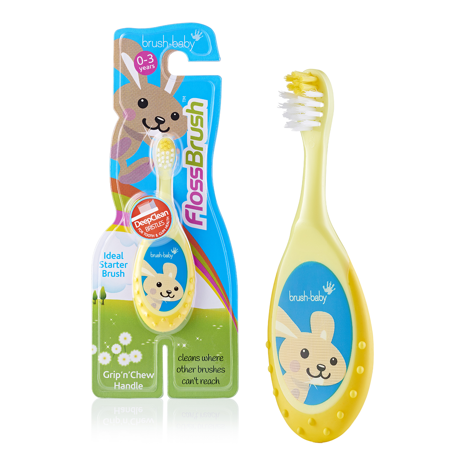 Children's Toothbrush Brush-Baby FlossBrush, 0-3 Years, Yellow