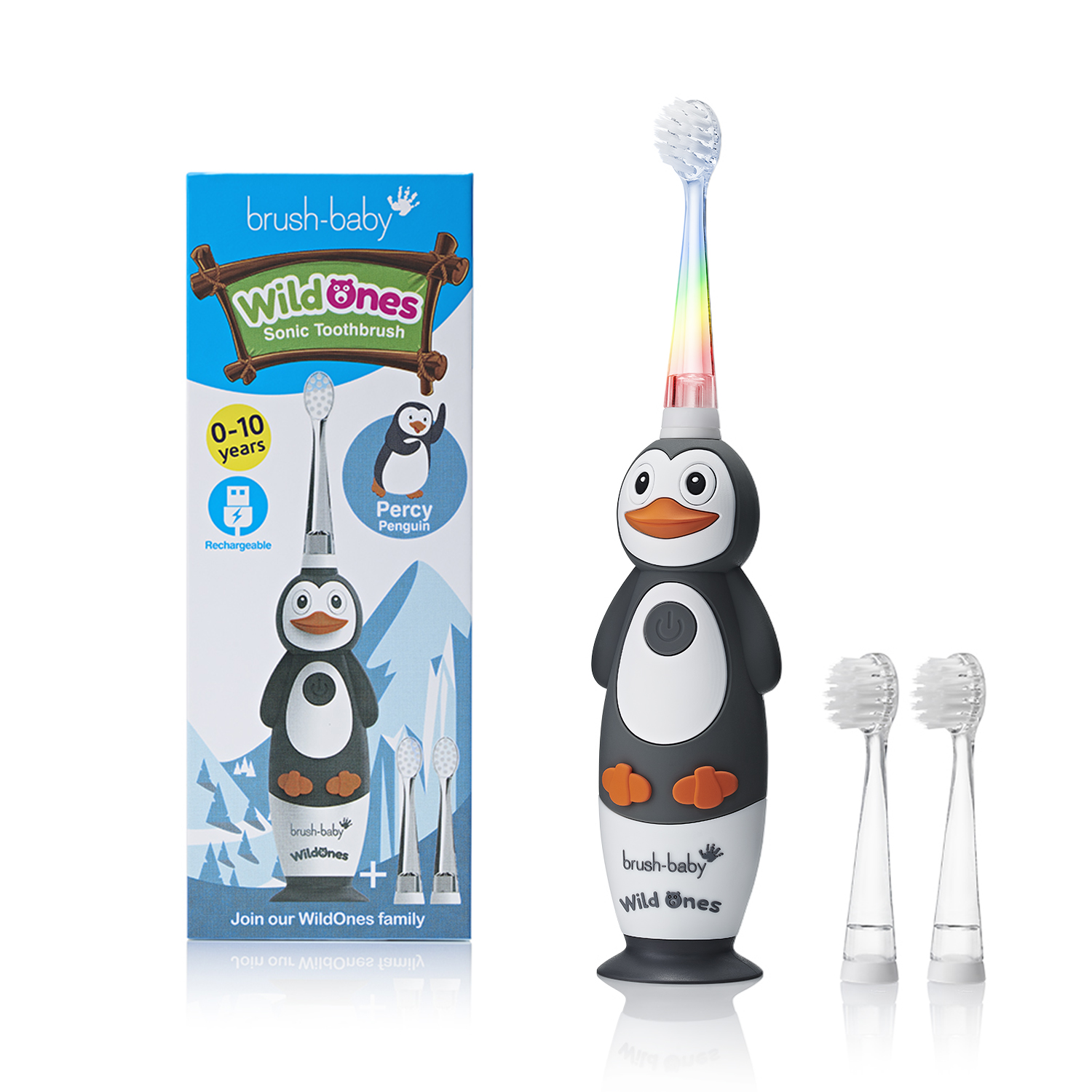 Brush-Baby Sonic WildOnes Penguin Sonic Electric Toothbrush for Kids 0–10 Years