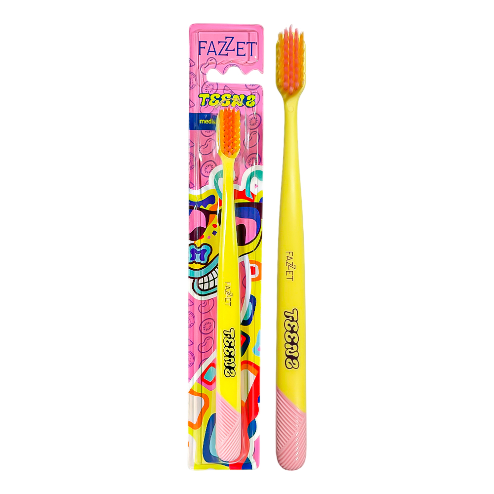 Fazzet TEENS Pop-Art Toothbrush for Teens, 10+ Years, Medium Bristles