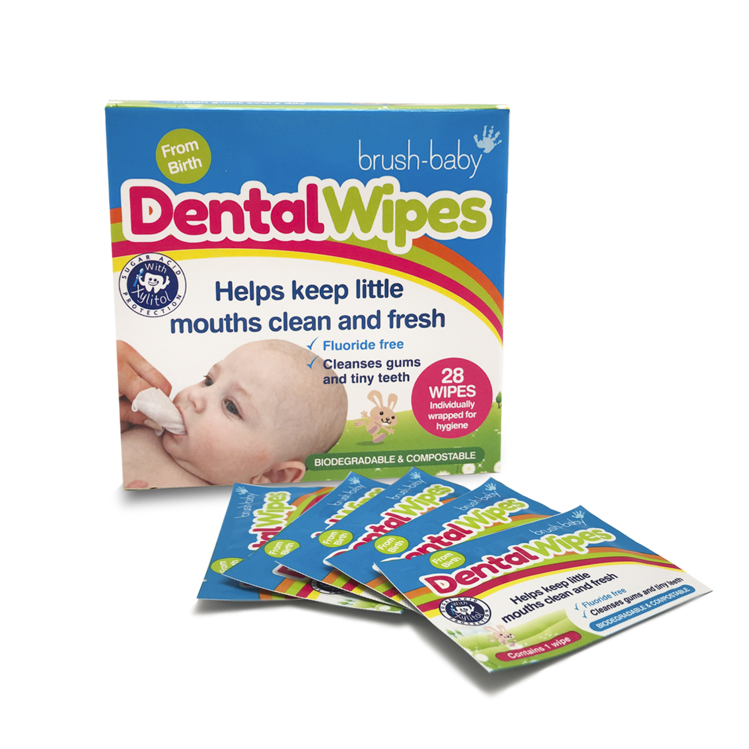 Children's Dental Wipes with Xylitol Brush-Baby DentalWipes, 28 pcs.