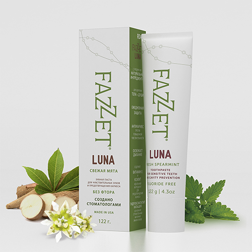 Toothpaste Fazzet Luna organic without fluoride with hydroxyapatite, mint flavor, 122 g