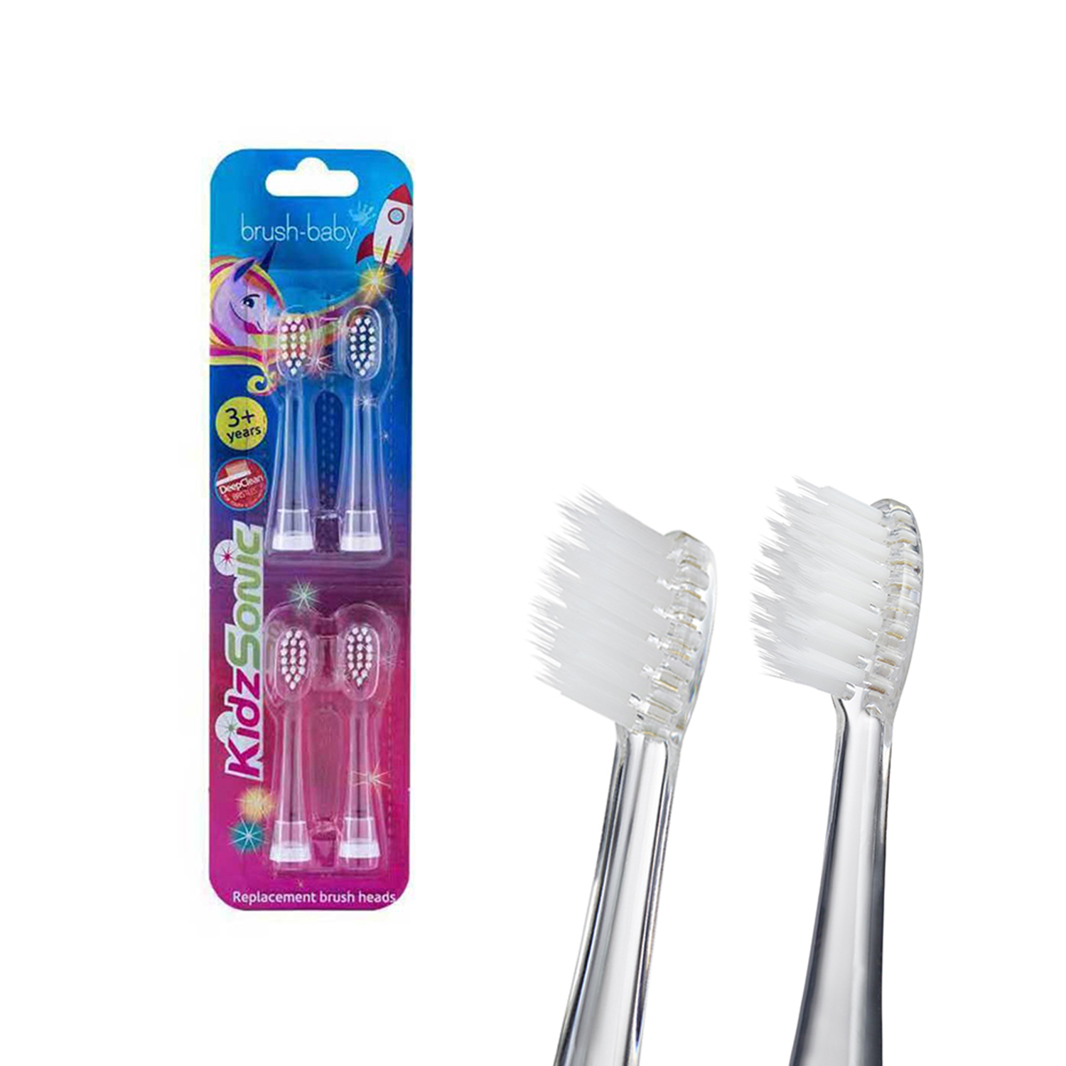 Brush-Baby KidzSonic Replacement Brush Heads for Electric Toothbrush, 3+ Years, 4 pcs.