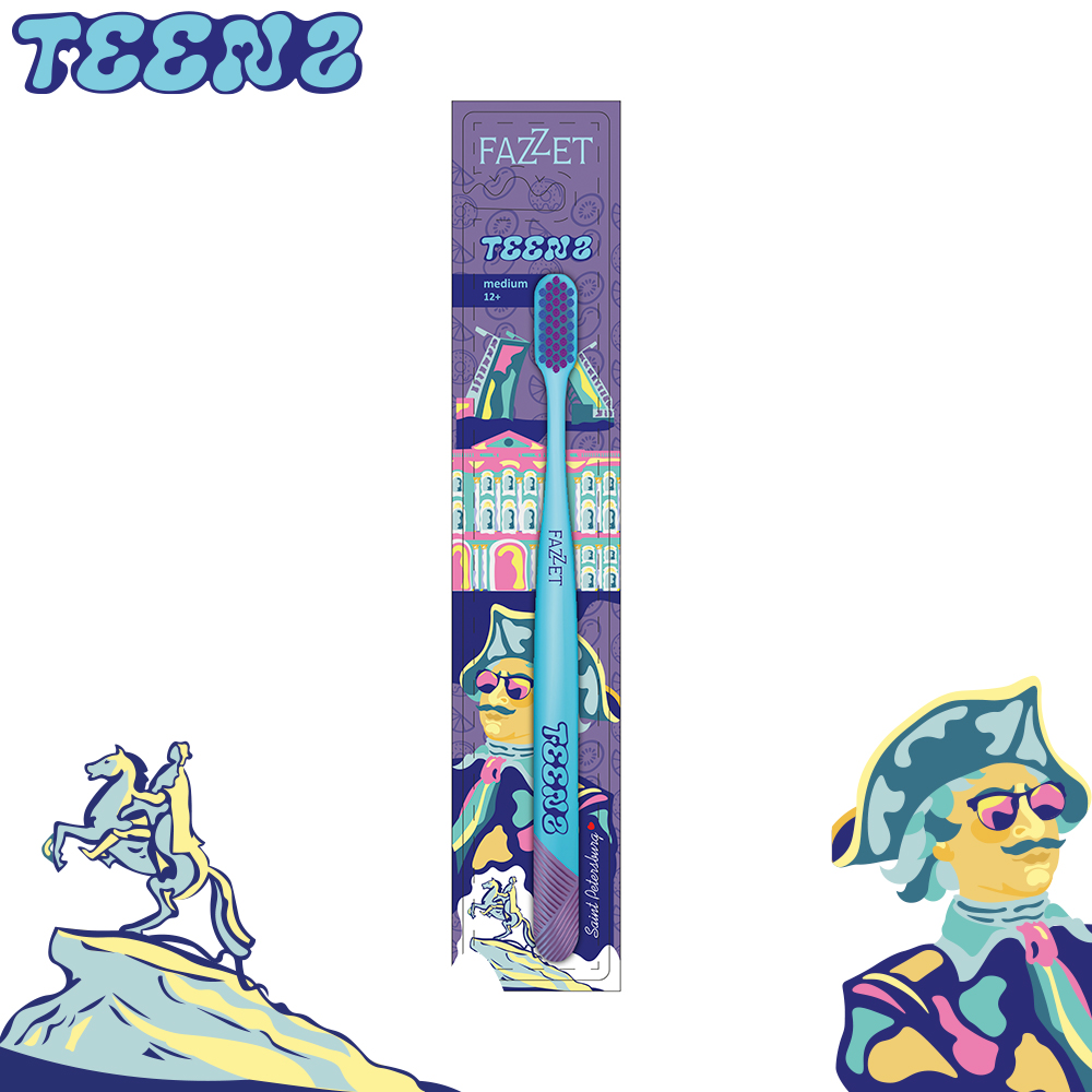 Toothbrush for Teenagers Fazzet TEENS St. Petersburg, from 10 years, medium hardness
