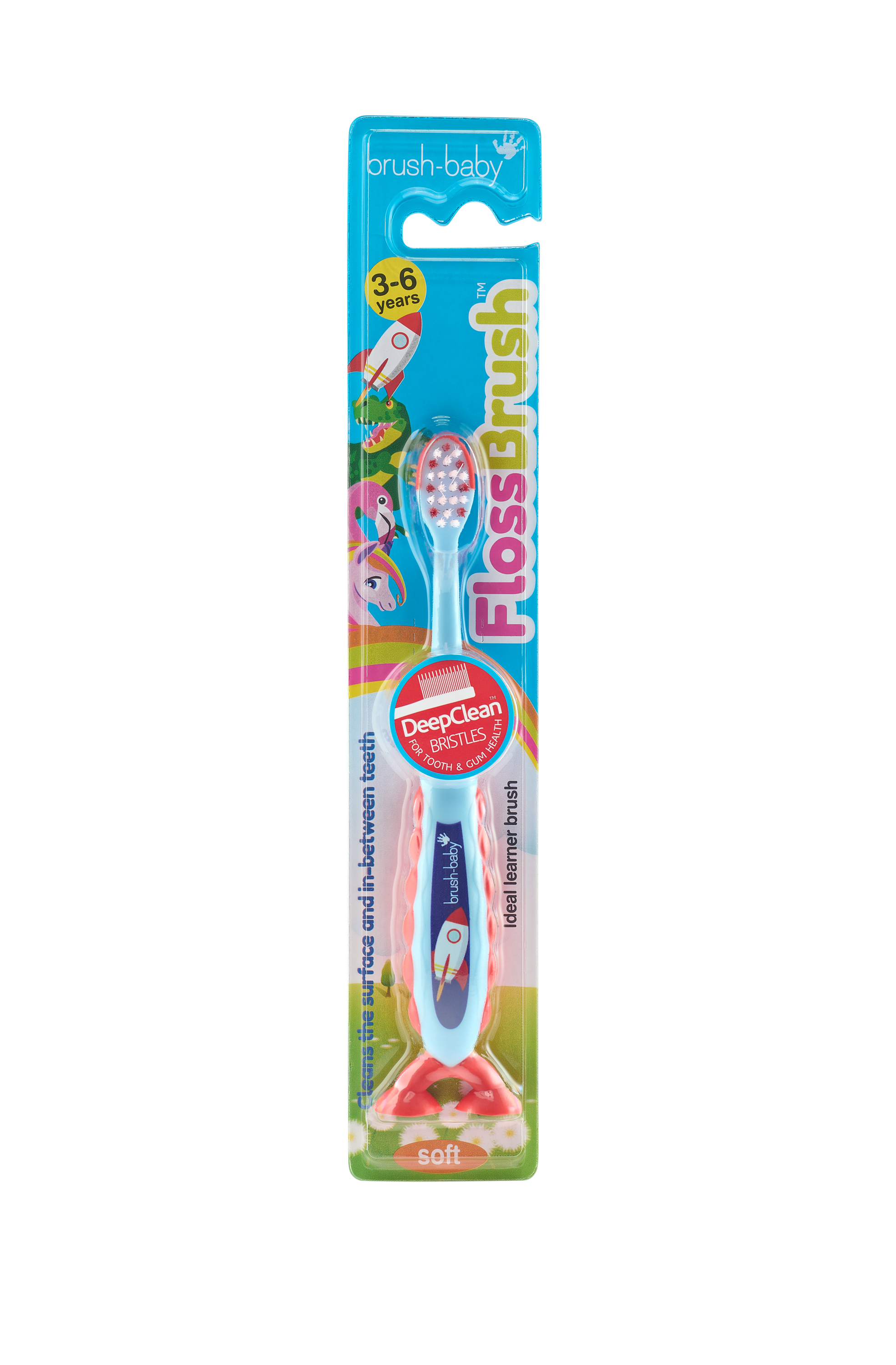 Brush-Baby FlossBrush NEW Toothbrush, 3-6 Years, Rocket