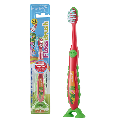 Brush-Baby FlossBrush NEW Toothbrush, 3-6 Years, Dinosaur