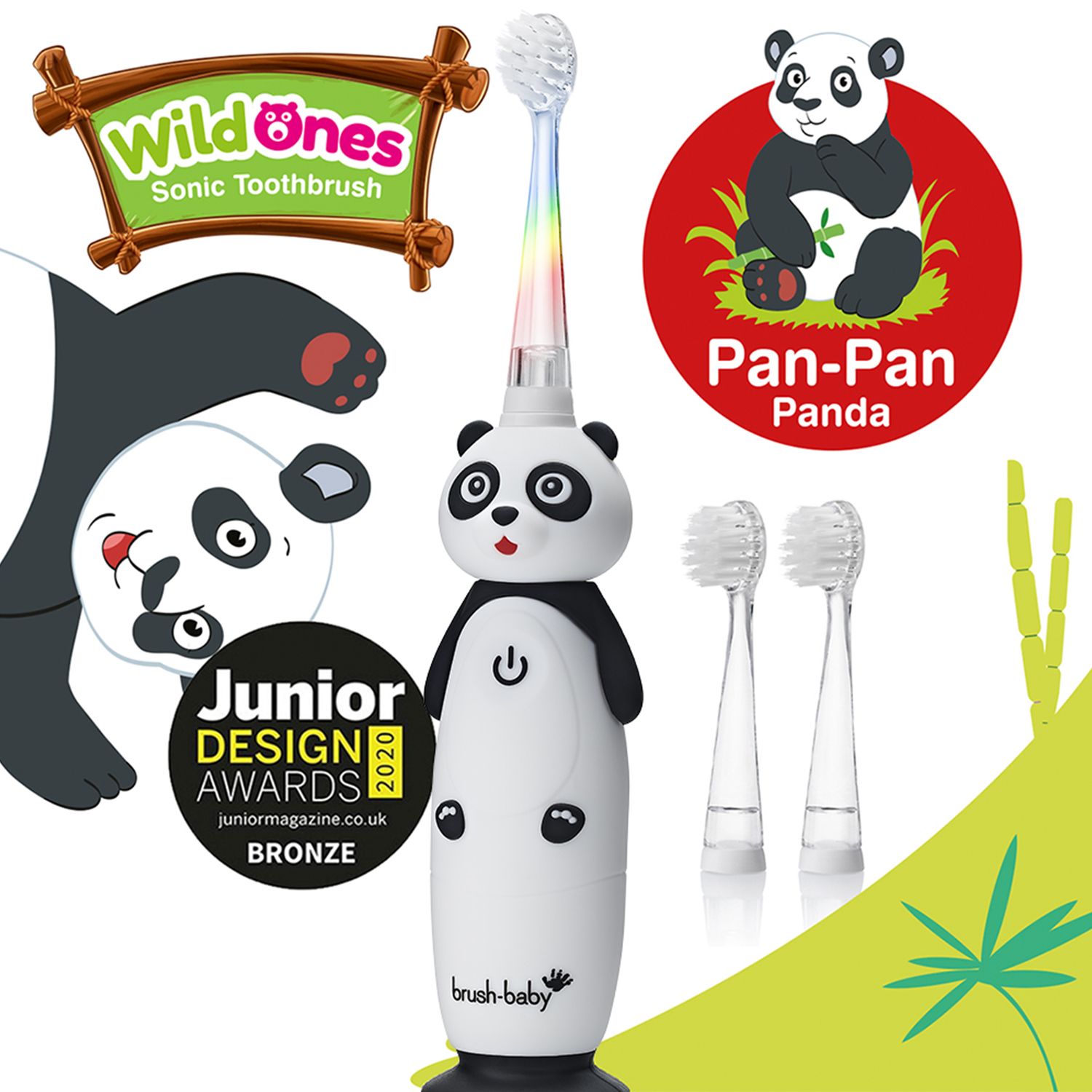 Sonic Electric Toothbrush Brush-Baby Sonic WildOnes Panda 0-10 Years