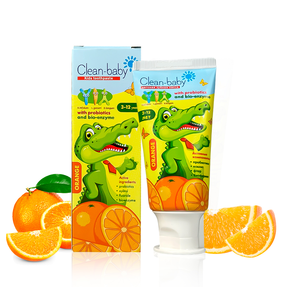Children's toothpaste Clean-baby Orange 3-12 years with probiotics, 50 ml