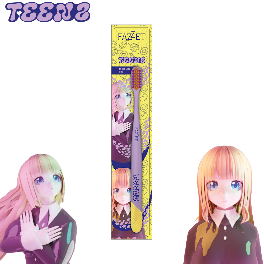 Toothbrush for Teenagers Fazzet TEENS Anime, from 10 years, medium hardness