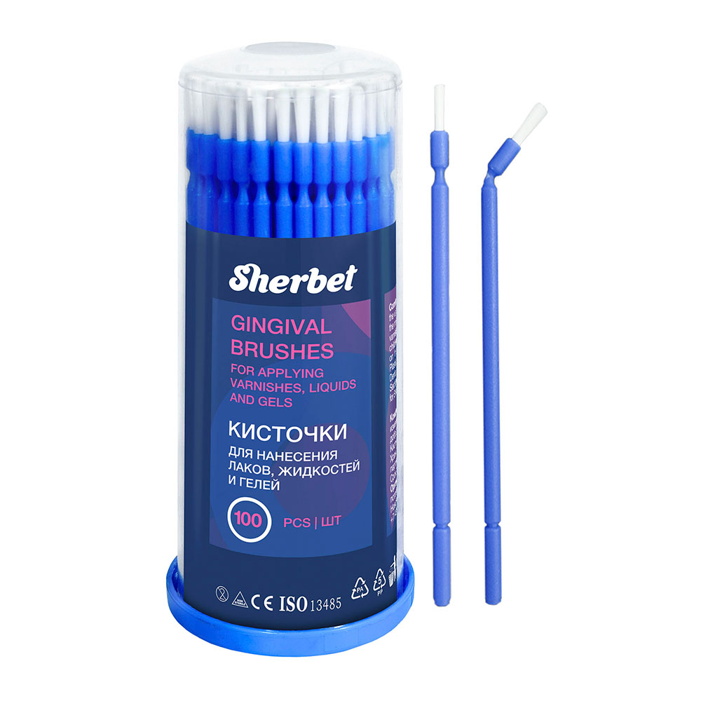 Sherbet Blue Application Brushes for Teeth, Tub of 100 pcs.
