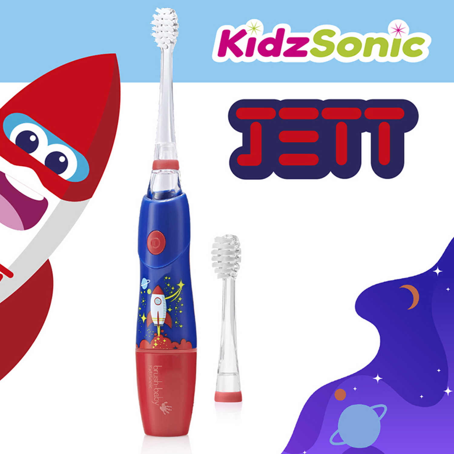 Sonic Electric Toothbrush Brush-Baby KidzSonic Rocket for Ages 3+