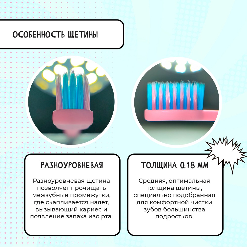 Fazzet TEENS Bubble Gum Toothbrush for Teens, 10+ Years, Medium Bristles