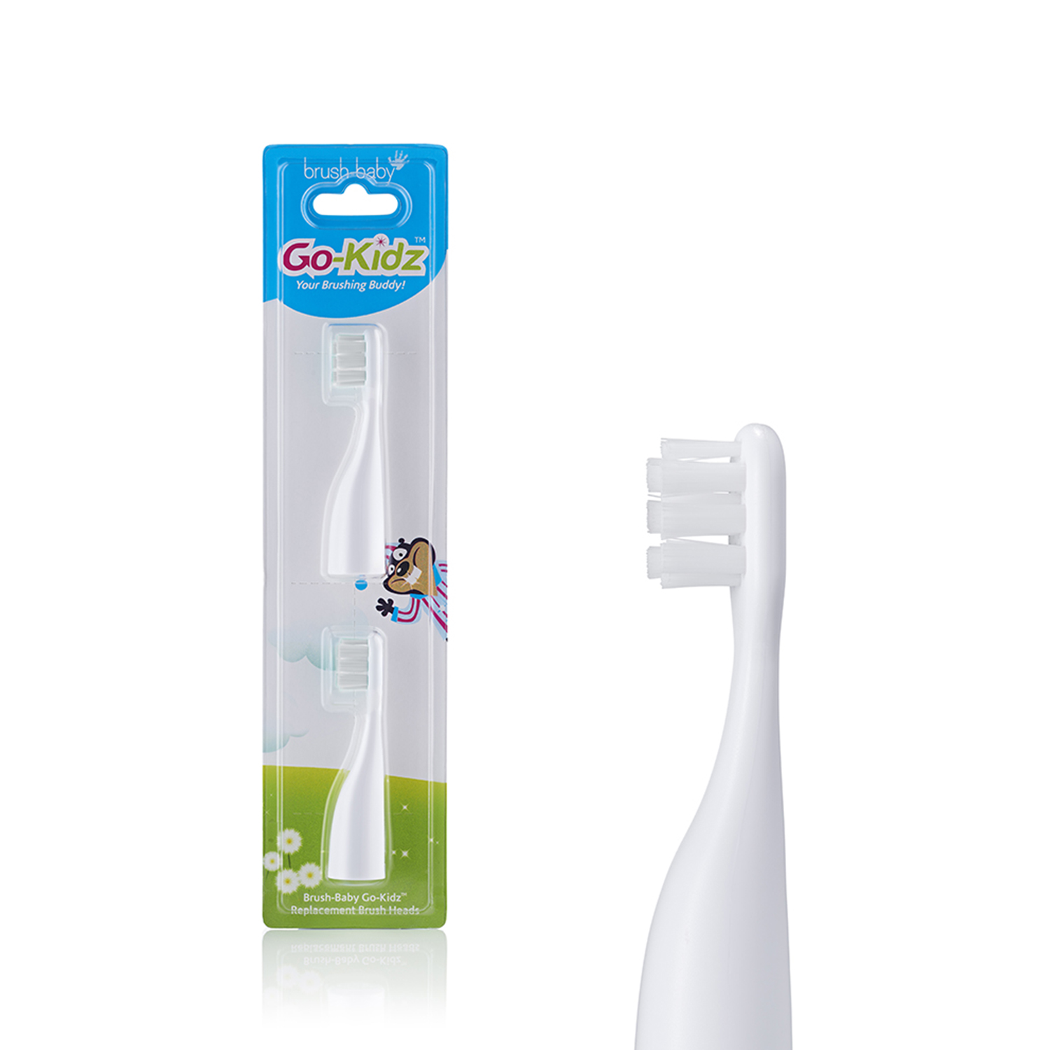 Brush-Baby Go-Kidz Replacement Brush Heads for Electric Toothbrush, 3+ Years, 2 pcs.
