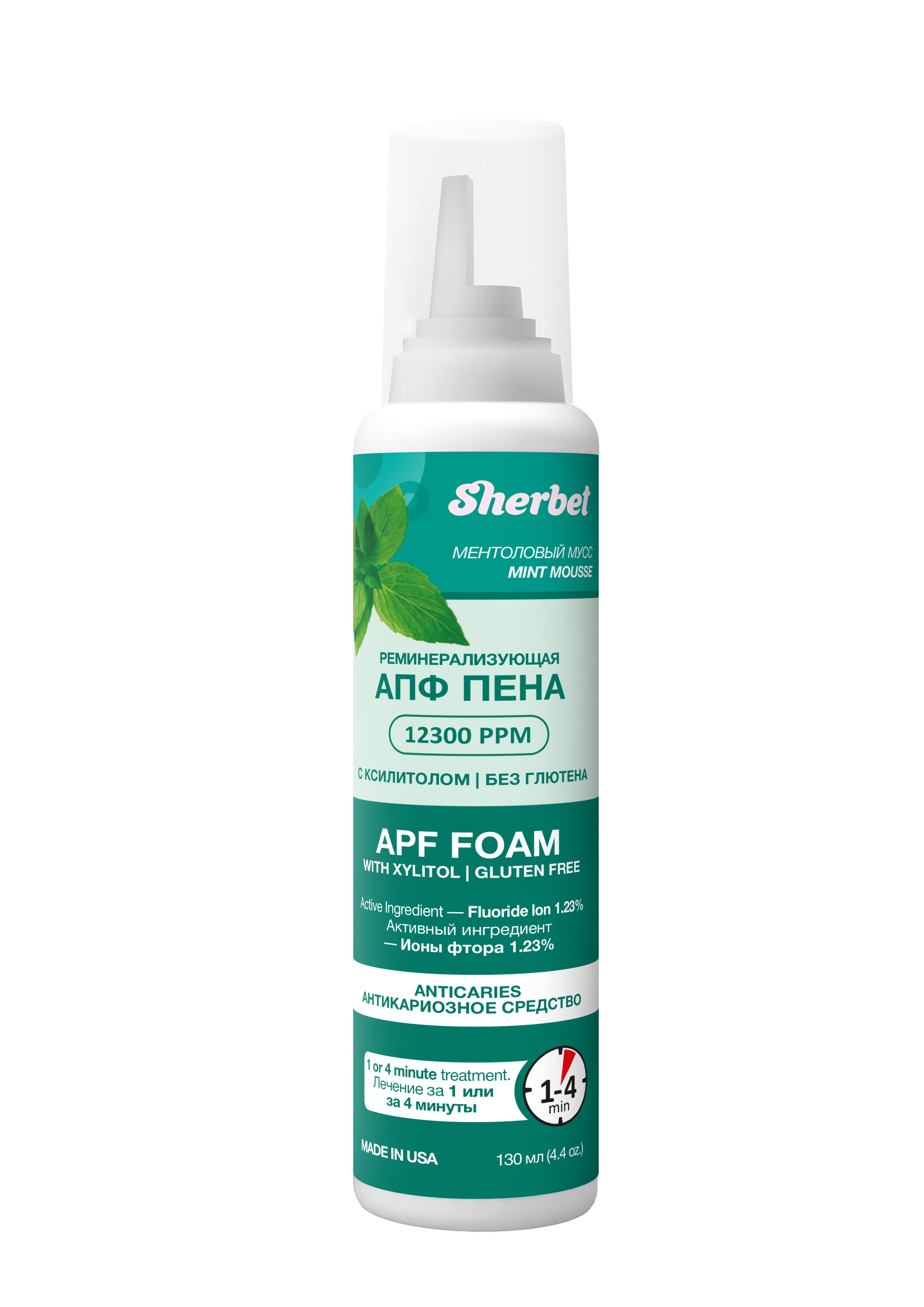 APF Remineralizing Tooth Foam Sherbet, Mint Mousse, 130 ml
