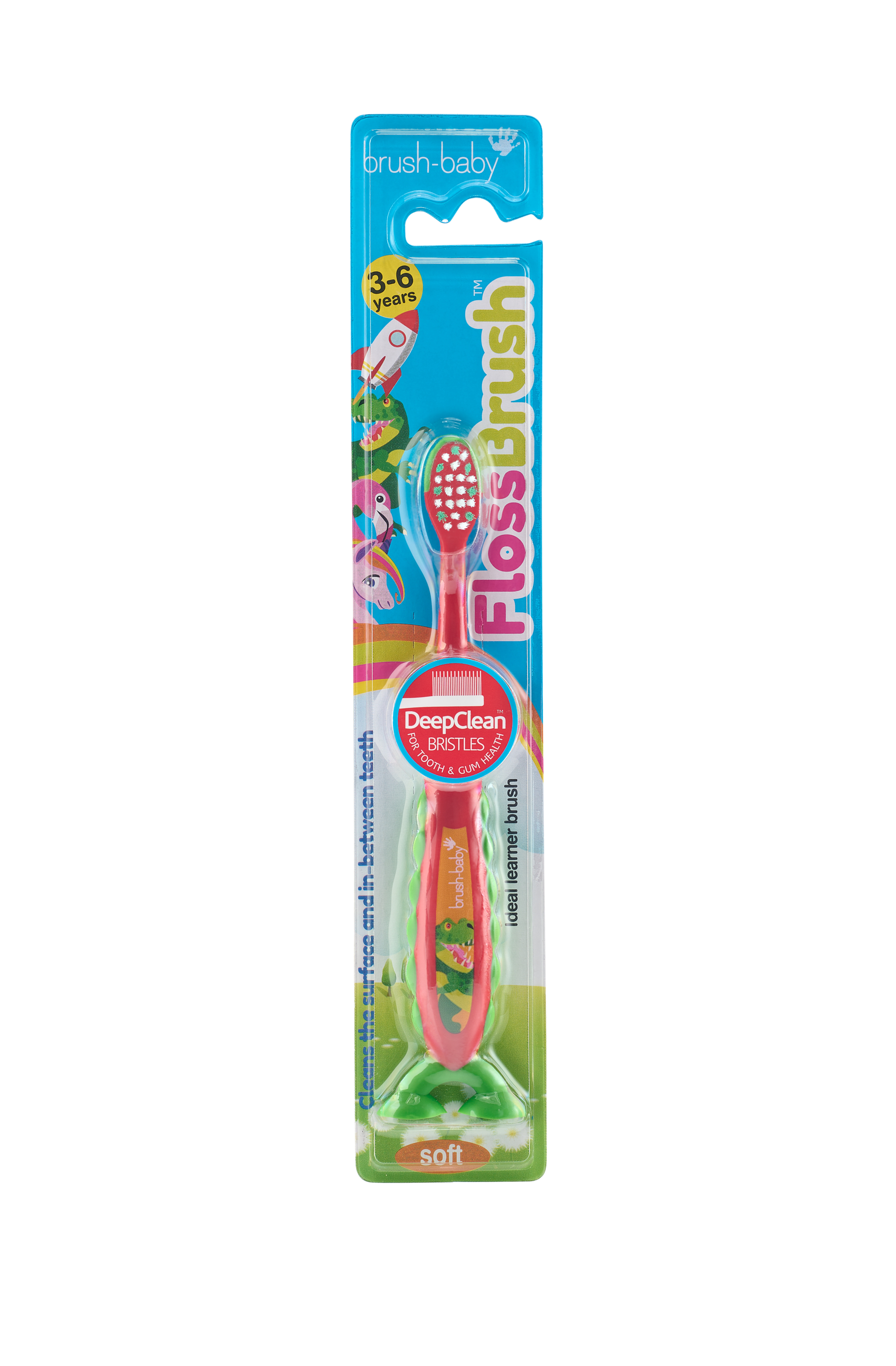 Brush-Baby FlossBrush NEW Toothbrush, 3-6 Years, Dinosaur