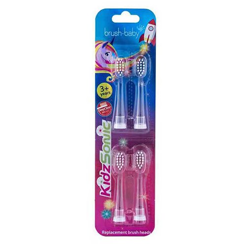 Brush-Baby KidzSonic Replacement Brush Heads for Electric Toothbrush, 3+ Years, 4 pcs.