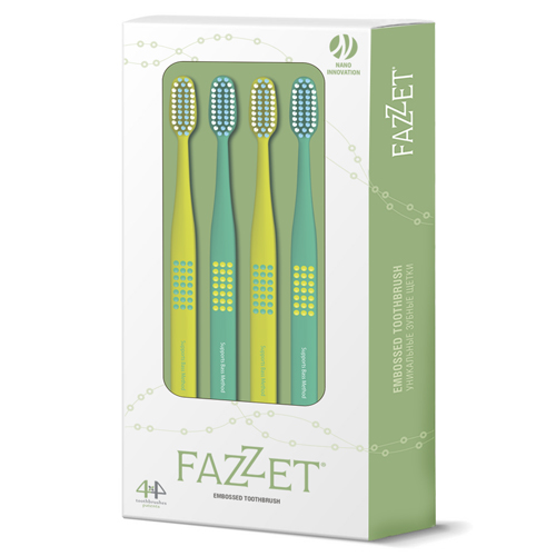 Fazzet Embossed Toothbrush, Turquoise-2pcs/Green 4 – 2 psc