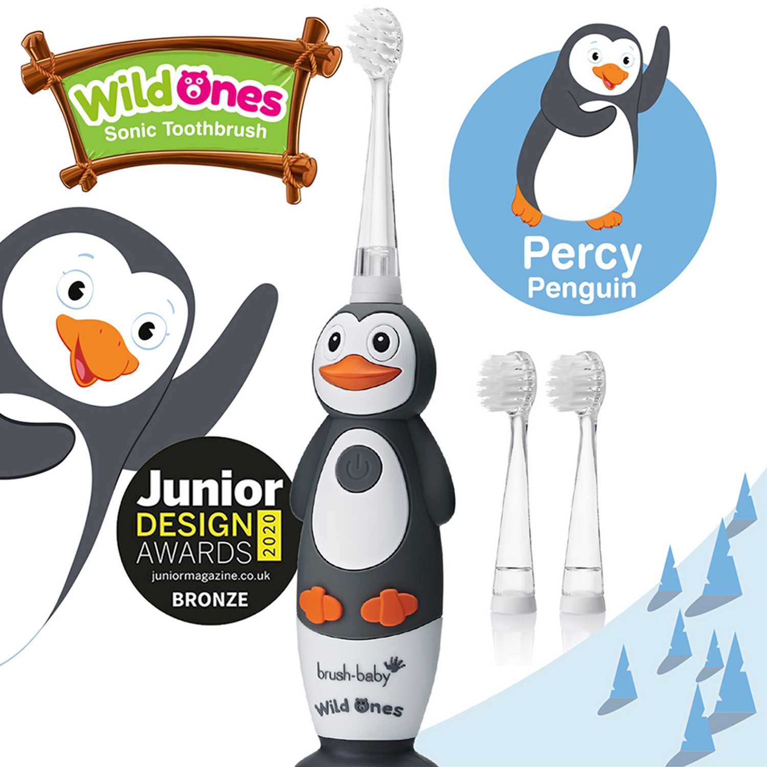 Brush-Baby Sonic WildOnes Penguin Sonic Electric Toothbrush for Kids 0–10 Years