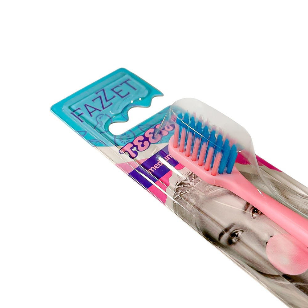 Fazzet TEENS Bubble Gum Toothbrush for Teens, 10+ Years, Medium Bristles