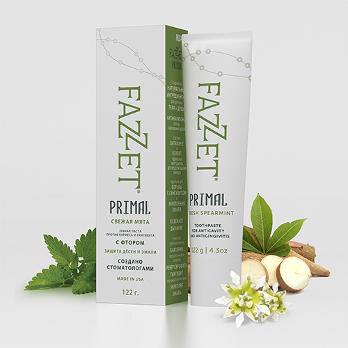 Toothpaste Fazzet Primal organic with stannous fluoride, mint flavor, 122 g