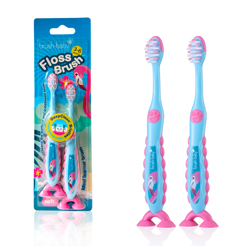 Children's Toothbrush Brush-Baby FlossBrush, 3-6 Years, Flamingo, 2 pcs/set