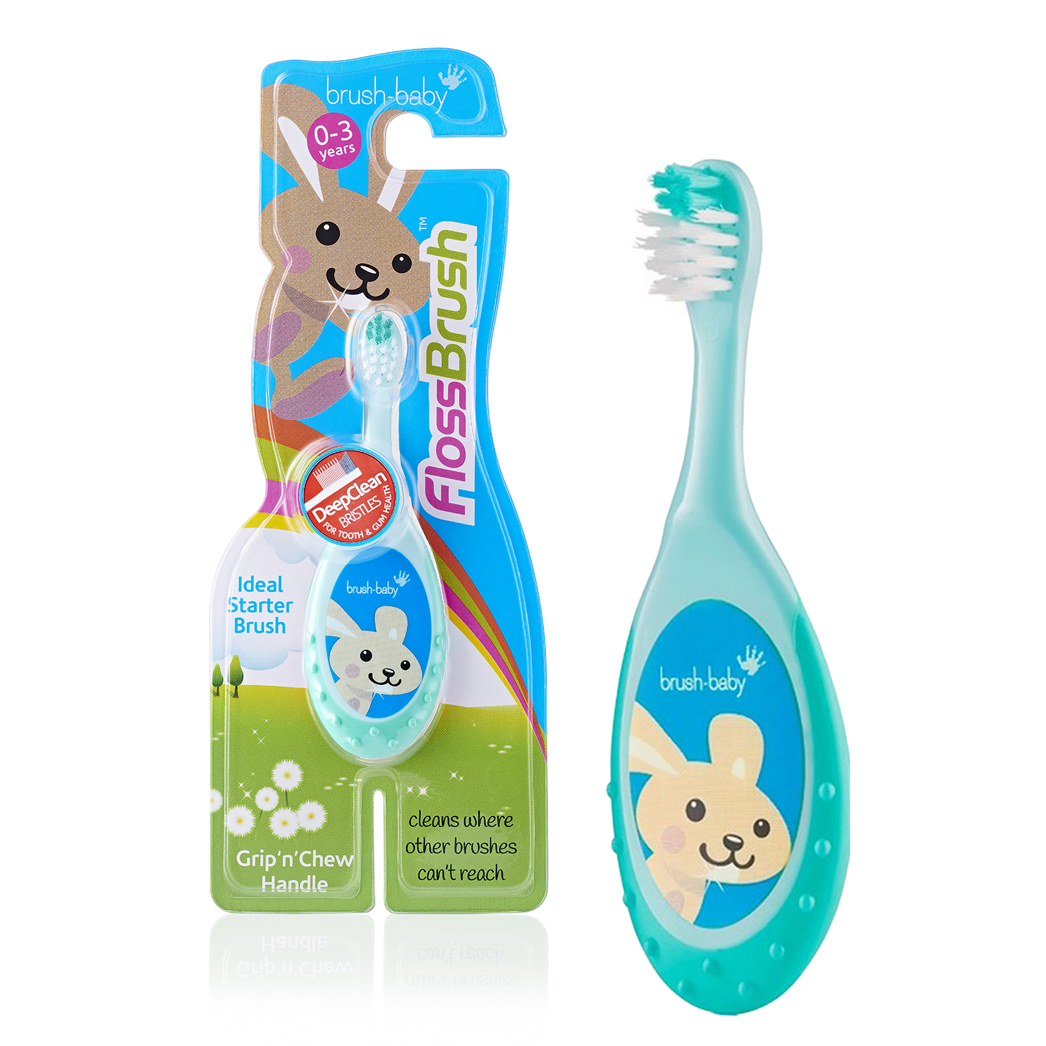 Children's Toothbrush Brush-Baby FlossBrush, 0-3 Years, Turquoise