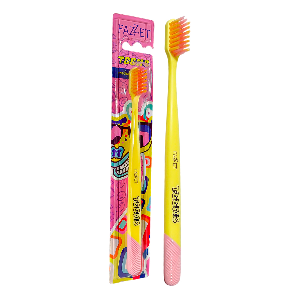 Fazzet TEENS Pop-Art Toothbrush for Teens, 10+ Years, Medium Bristles