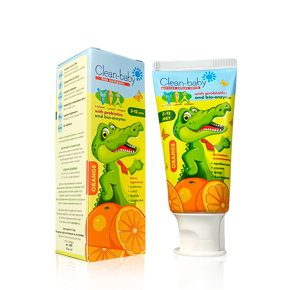 Children's toothpaste Clean-baby Orange 3-12 years with probiotics, 50 ml