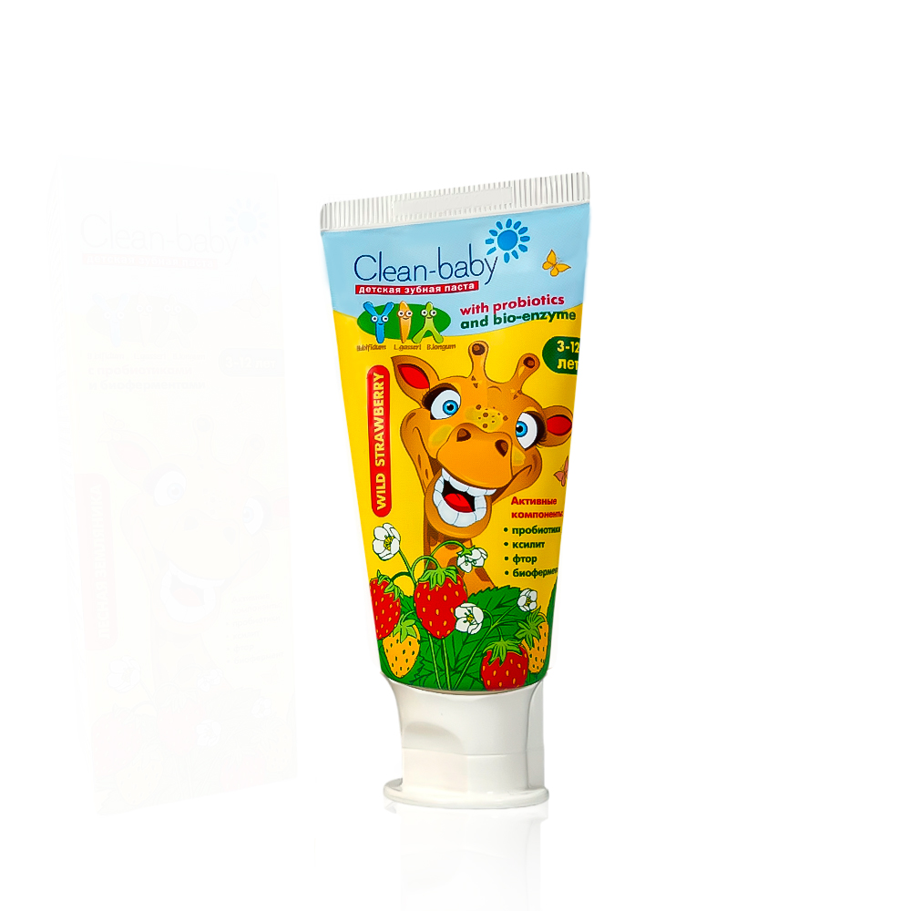 Children's toothpaste Clean-baby Strawberry 3-12 years with probiotics, 50 ml